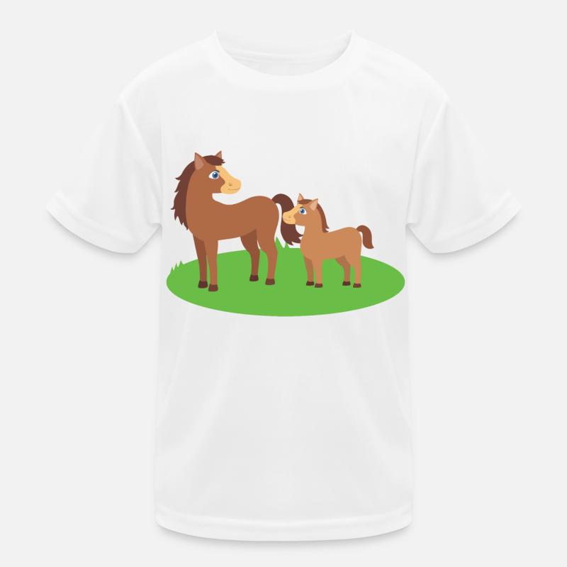 Pferd Mutter und Kind Kinder Funktions-T-Shirt