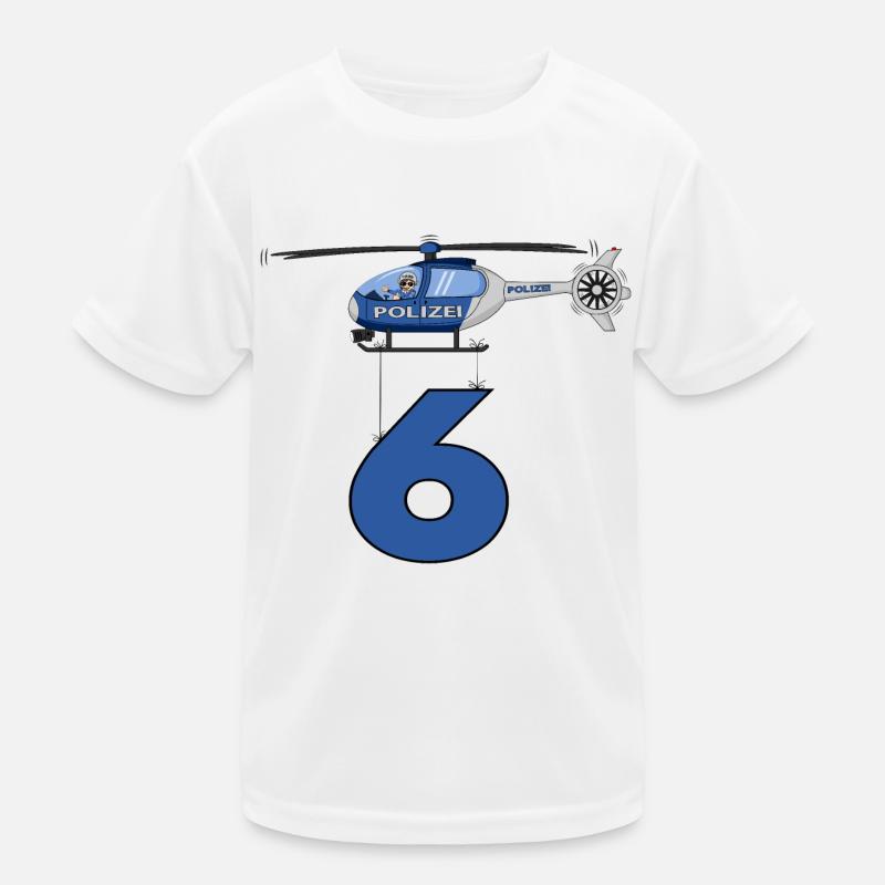 Polizei Hubschrauber 6. Geburtstag Kinder Funktions-T-Shirt