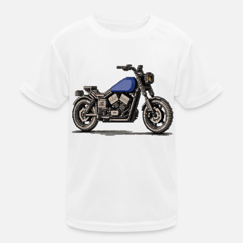Chopper als Oldtimer Motorrad in Pixelart Kinder Funktions-T-Shirt