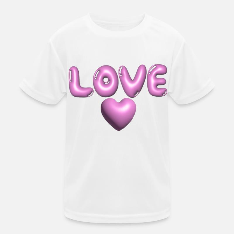 Amour, 3D, Gonflé, Ballon, Rose, Saint-Valentin T-shirt sport Enfant
