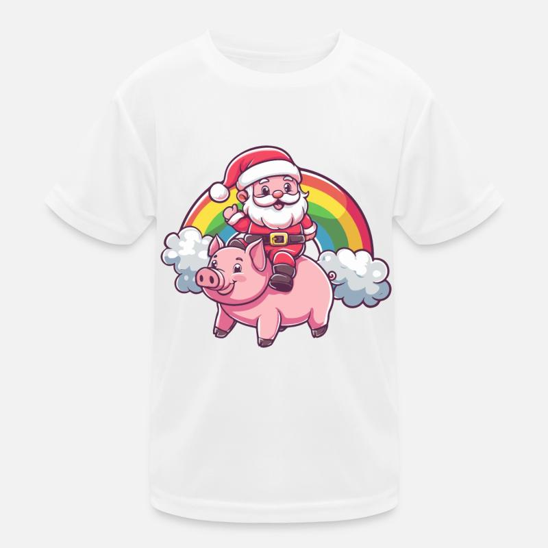 Cochon Père Noël Arc-en-ciel T-shirt sport Enfant