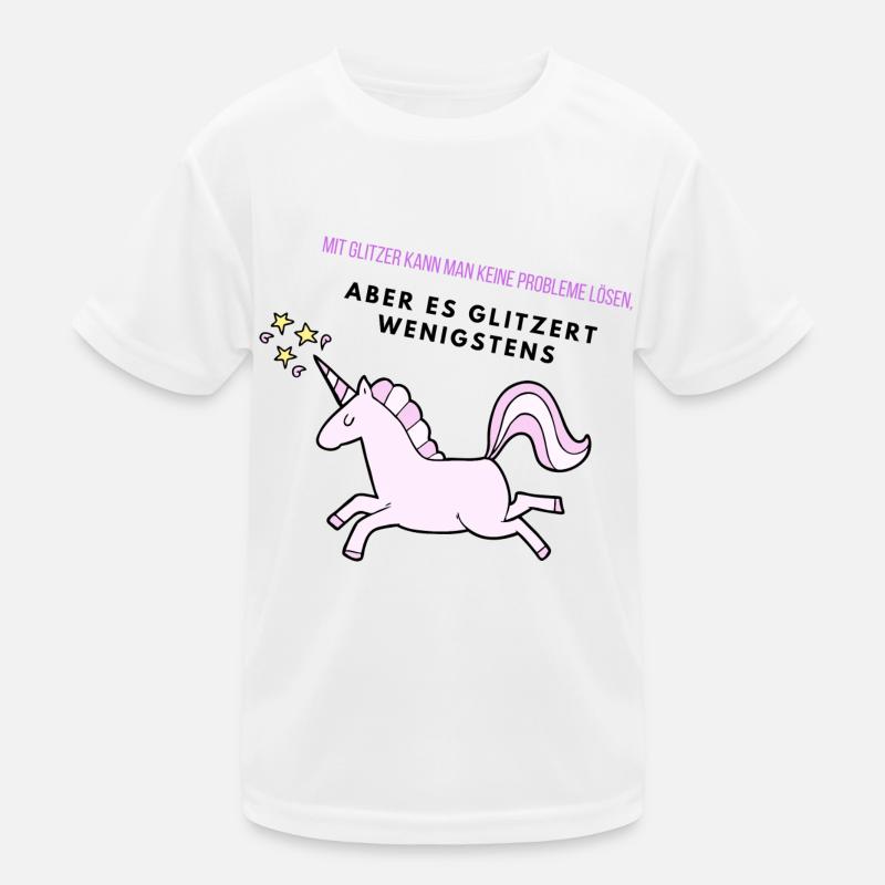 Glitzer Einhorn Kinder Funktions-T-Shirt