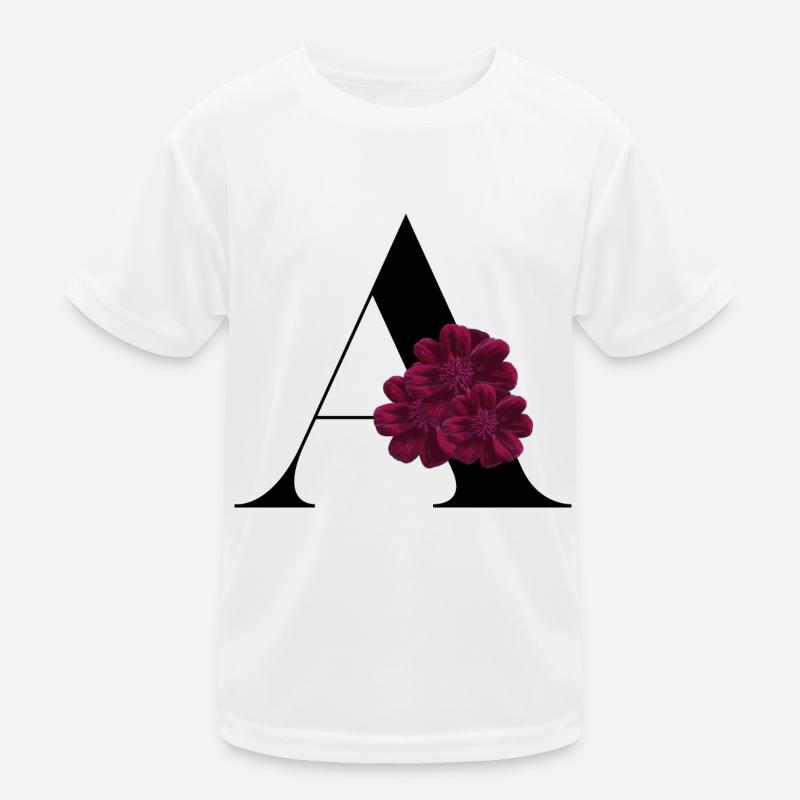 letter A flowered Kids Functional T-Shirt