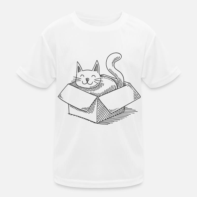 Un chat de dessin animé est assis dans une boîte T-shirt sport Enfant