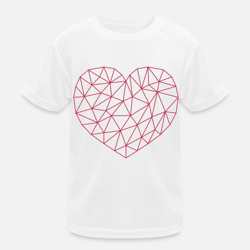 Grid Heart Pattern Kids Functional T-Shirt