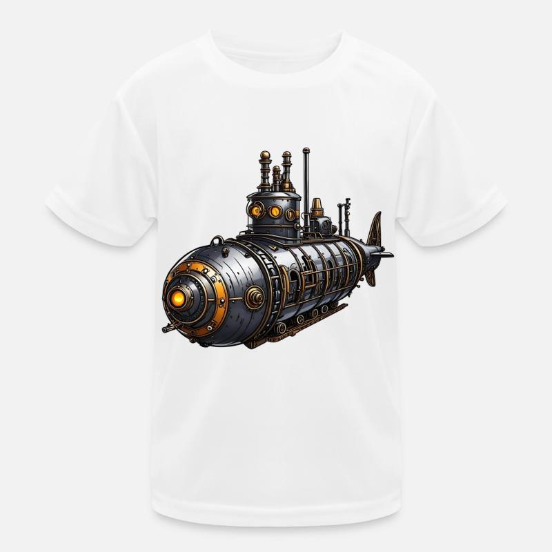 Steampunk-U-Boot Kinder Funktions-T-Shirt