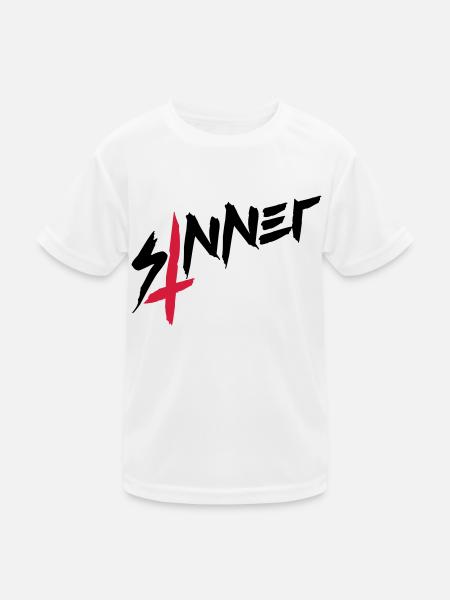 Sinner Kreuz Umgedreht - Kinder Funktions-T-Shirt - Weiß - Vorne