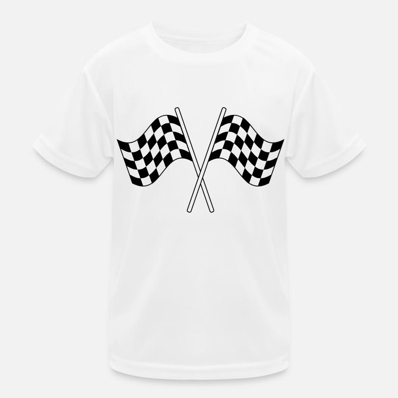 Drapeaux croisés Symbole Course - T-shirt sport Enfant - blanc