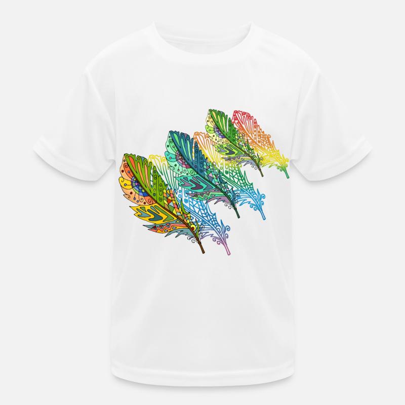 Feder - Kinder Funktions-T-Shirt - Weiß