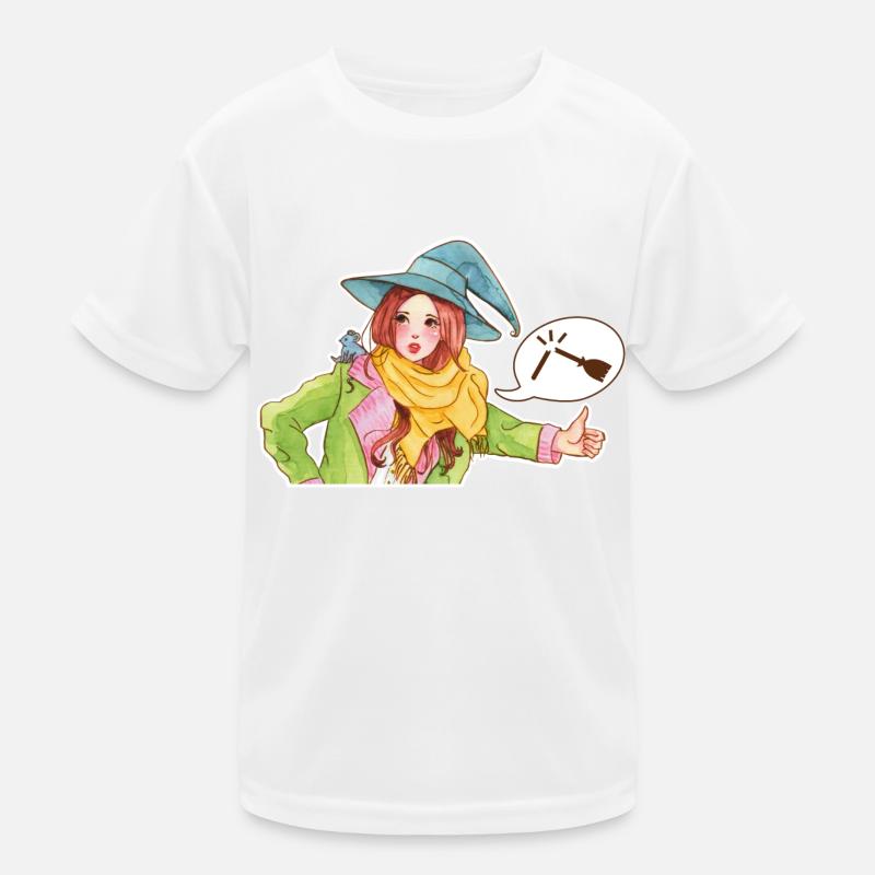 Witch hitchhiker's guide - broom is broken! - Kids Functional T-Shirt - white