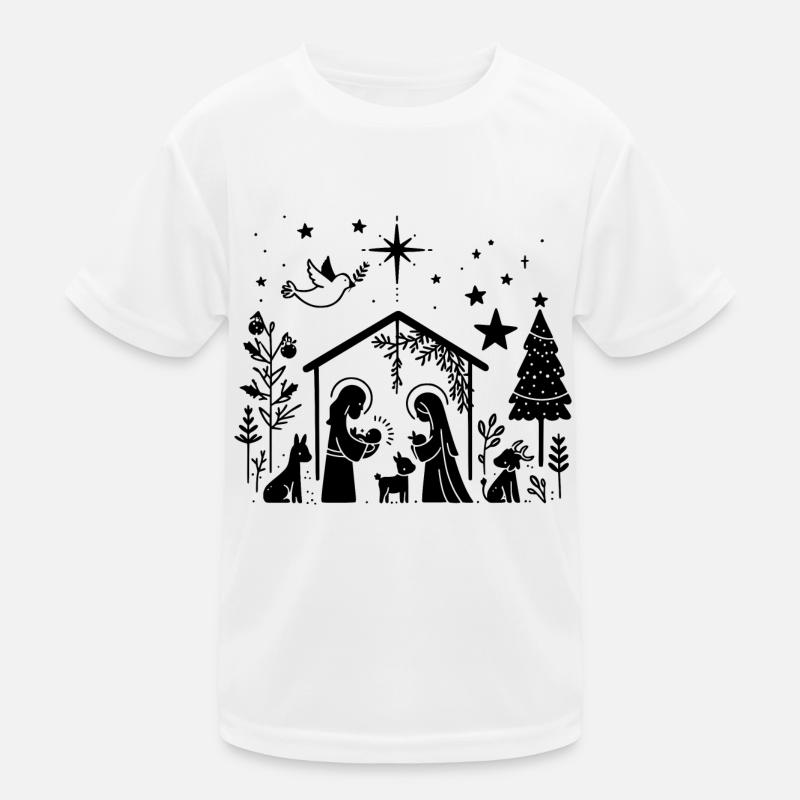 Weihnachtskrippe Kinder Funktions-T-Shirt