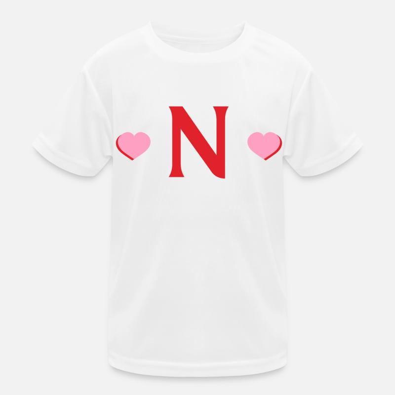 Buchstabe n Rote Herzen Kinder Funktions-T-Shirt