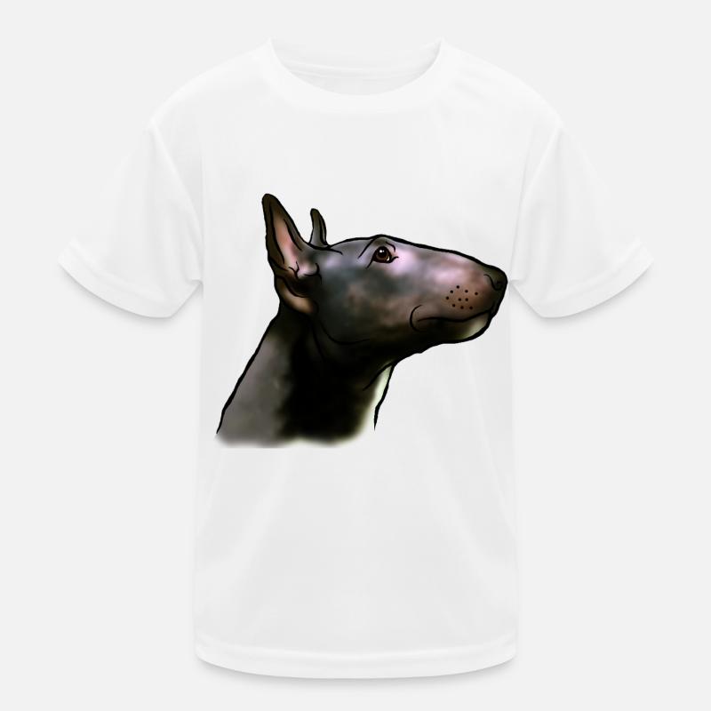 Bull Terrier Head in Profile Comic Style Kids Functional T-Shirt