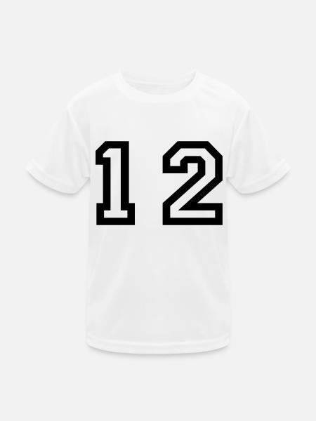 number - 12 - twelve - Kids Functional T-Shirt - white - Front