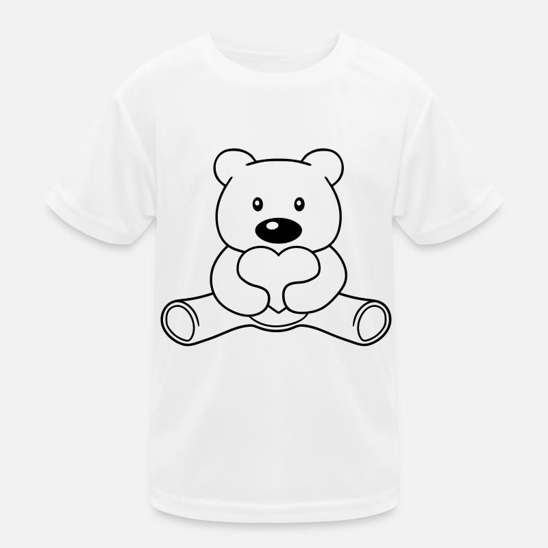 liebe herz baer suess niedlich sitzen klein comic Kinder Funktions-T-Shirt