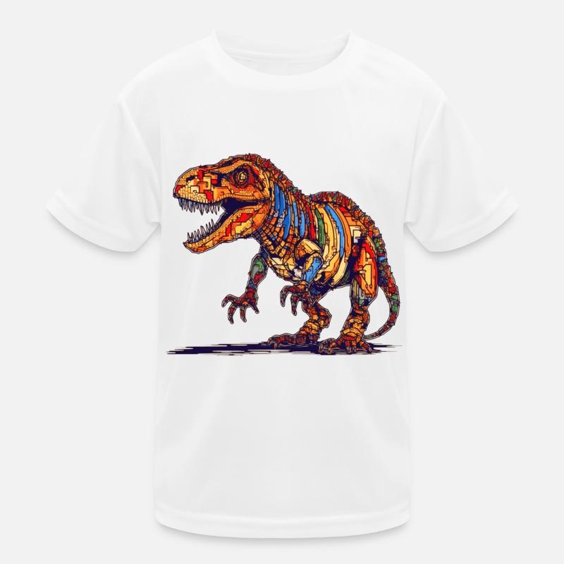 Extinct Dino in colorful pixel graphics Kids Functional T-Shirt
