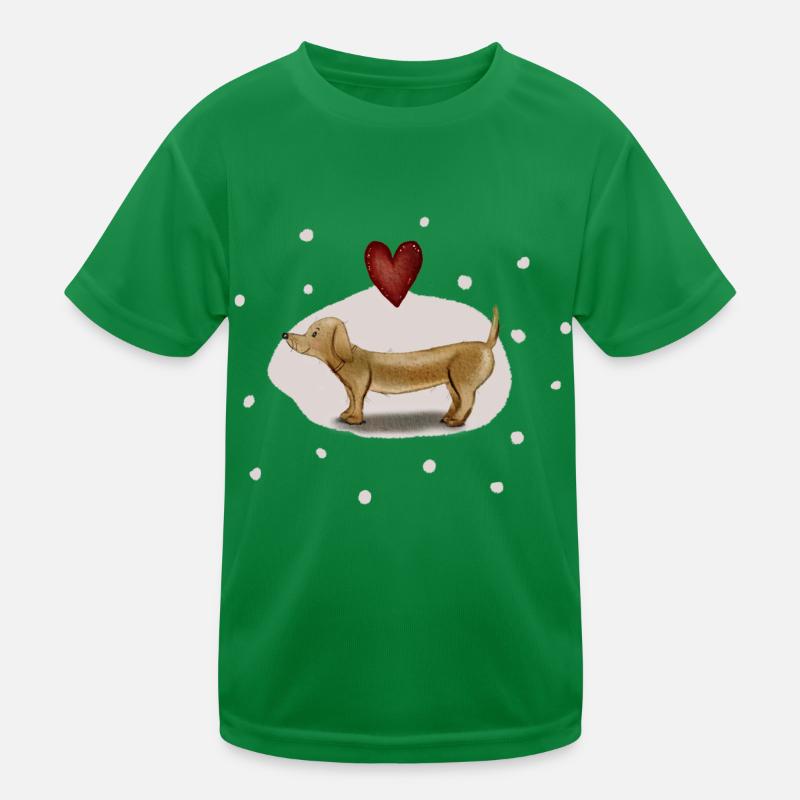 süßer Dackel (Hund) mit Herz Kinder Funktions-T-Shirt