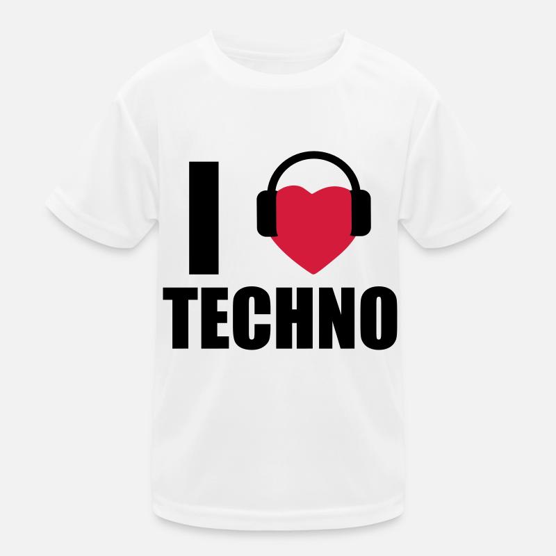 I LOVE TECHNO 1 Kinder Funktions-T-Shirt