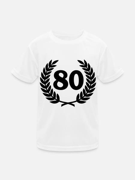 Lorbeerkranz & Zahl (80) - Kinder Funktions-T-Shirt - Weiß