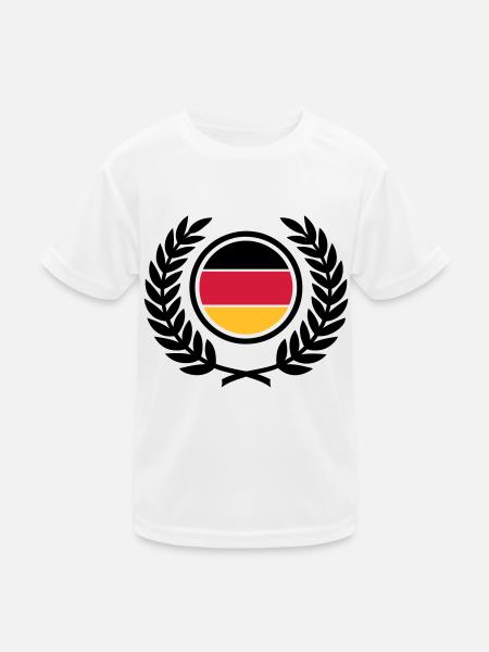Deutschland (Flagge & Lorbeerkranz) - Kinder Funktions-T-Shirt - Weiß - Vorne