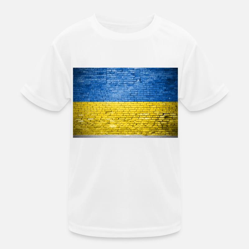 Affiche de graffiti drapeau Ukraine mur de briques T-shirt sport Enfant