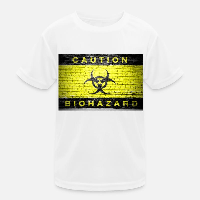 Attention Biohazard brique mur affiche T-shirt sport Enfant