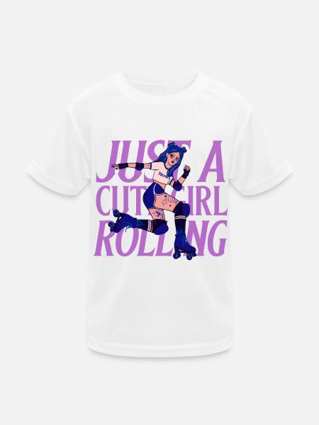 Fille avec patins à roulettes - T-shirt sport Enfant - blanc - Devant