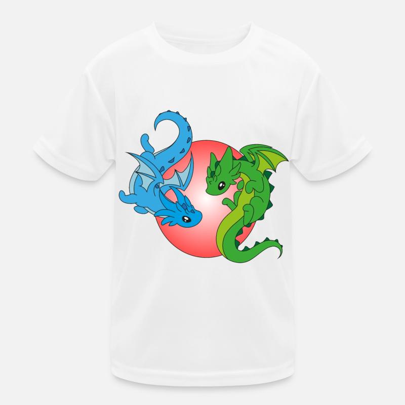 2 Flying Dragons - Kids Functional T-Shirt - white