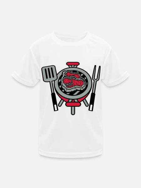 Steak BBQ Grill Master Coal Grill - Kids Functional T-Shirt - white - Front