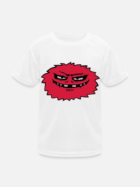Haariges böses Monster Comic - Kinder Funktions-T-Shirt - Weiß - Vorne