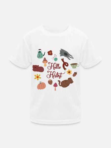Hallo Herbst - Kinder Funktions-T-Shirt - Weiß - Vorne