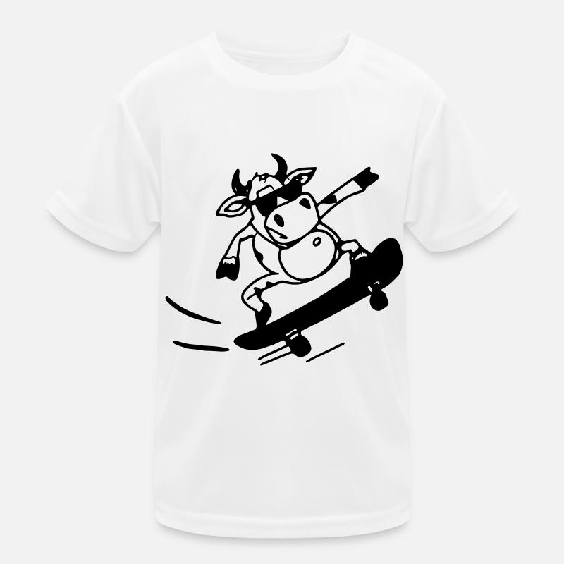 Kuh Skateboard Lustig Geschenkidee Kinder Funktions-T-Shirt
