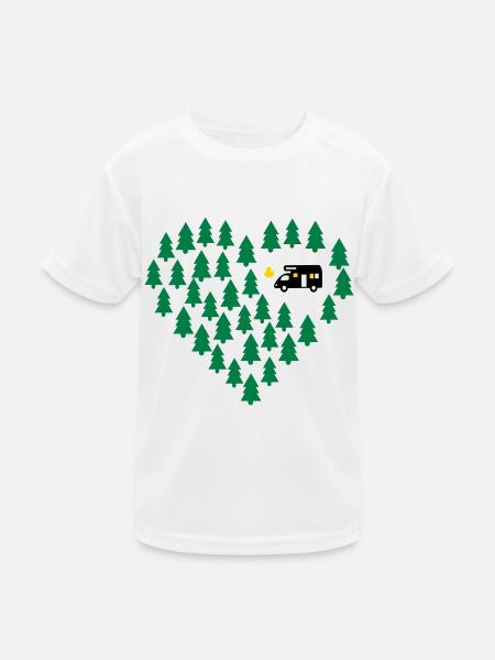 Wohnmobil Camping - Kinder Funktions-T-Shirt - Weiß - Vorne