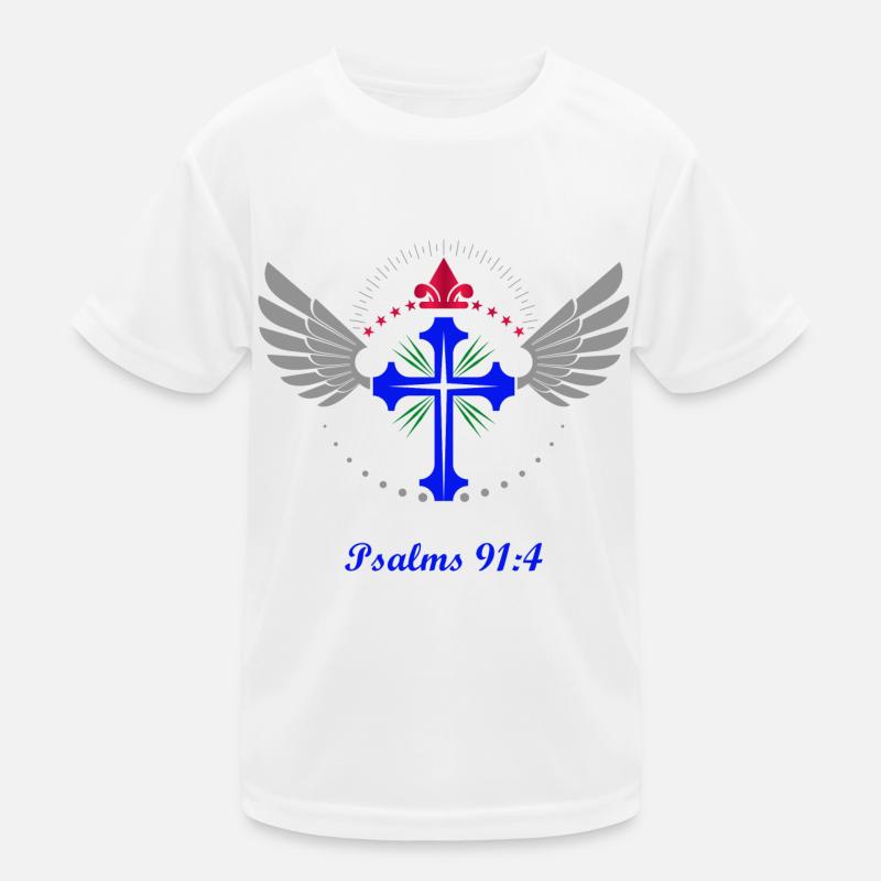Psalm 91:4, cross, religious, wings, crown, appearance Kids Functional T-Shirt