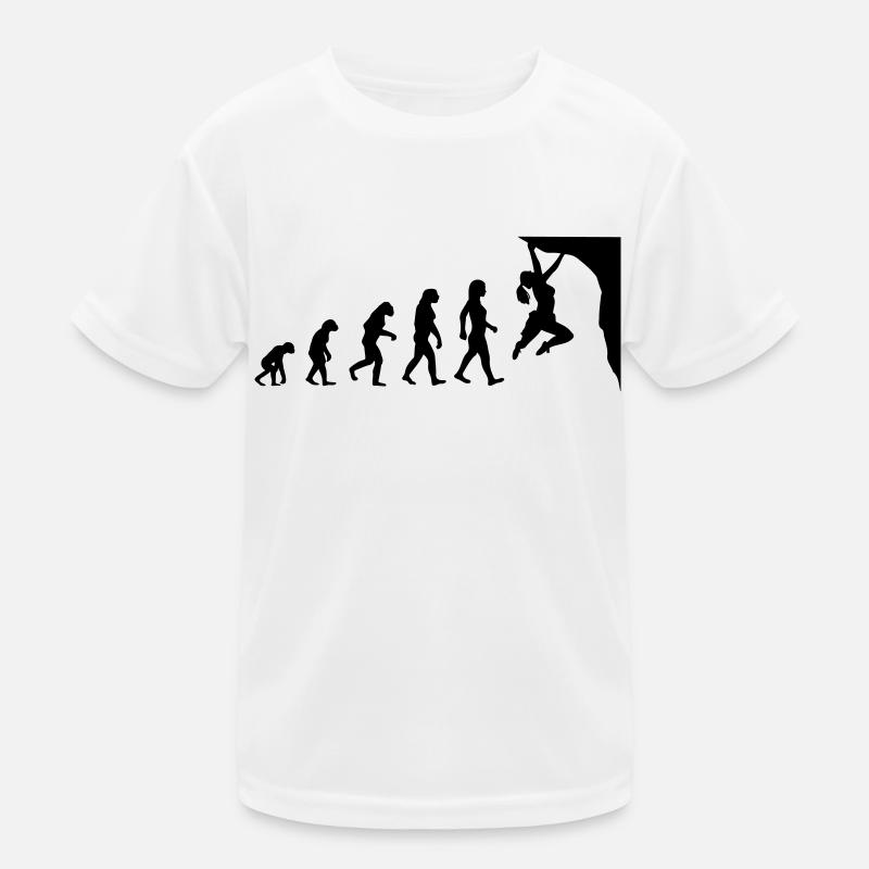 Evolution Frau klettert bouldern Kinder Funktions-T-Shirt