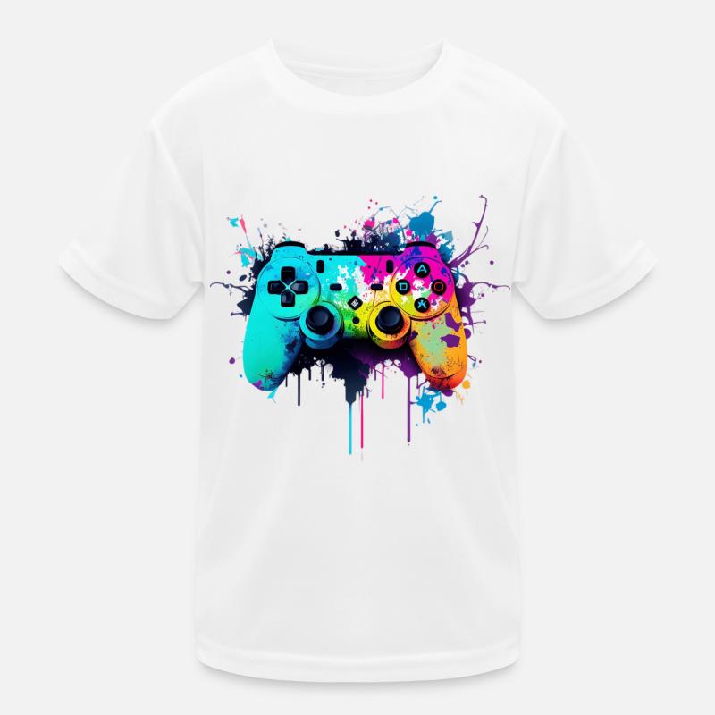 Neon Gaming Controller / Kontroller Kinder Funktions-T-Shirt