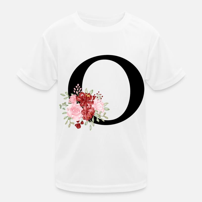 Roter Blumenbuchstabe O Kinder Funktions-T-Shirt