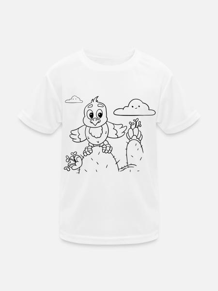 Design for creatives: Vulture coloring page - Kids Functional T-Shirt - white - Front