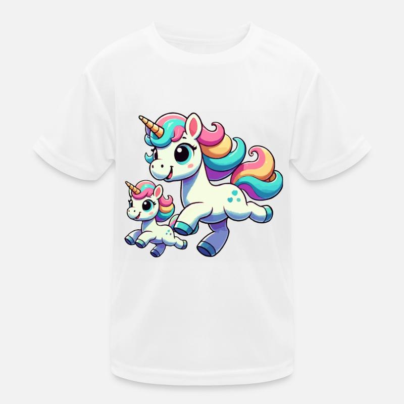 Einhorn-Mutter mit Kind Kinder Funktions-T-Shirt