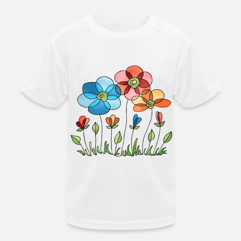 Blumen - Kinder Funktions-T-Shirt - Weiß