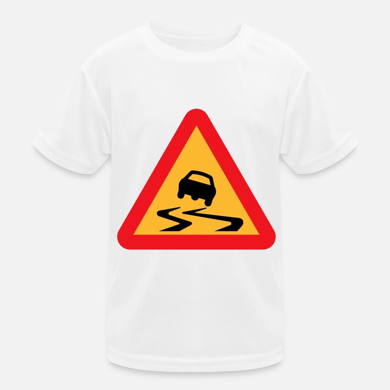 Rutschige Straße Auto Warnung Kinder Funktions-T-Shirt