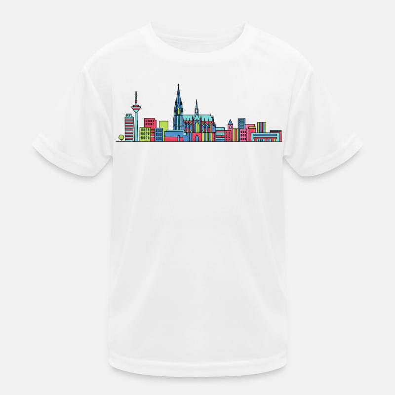 Kölner Stadtschirm Dom: Moderne Linienkunst Kinder Funktions-T-Shirt