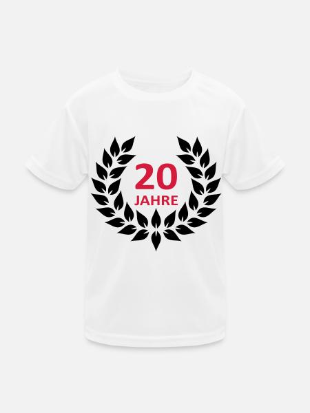 Lorbeerkranz - 20 Jahre - Kinder Funktions-T-Shirt - Weiß - Vorne