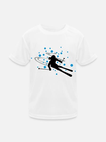 Skifahrerin Schnee - Kinder Funktions-T-Shirt - Weiß - Vorne
