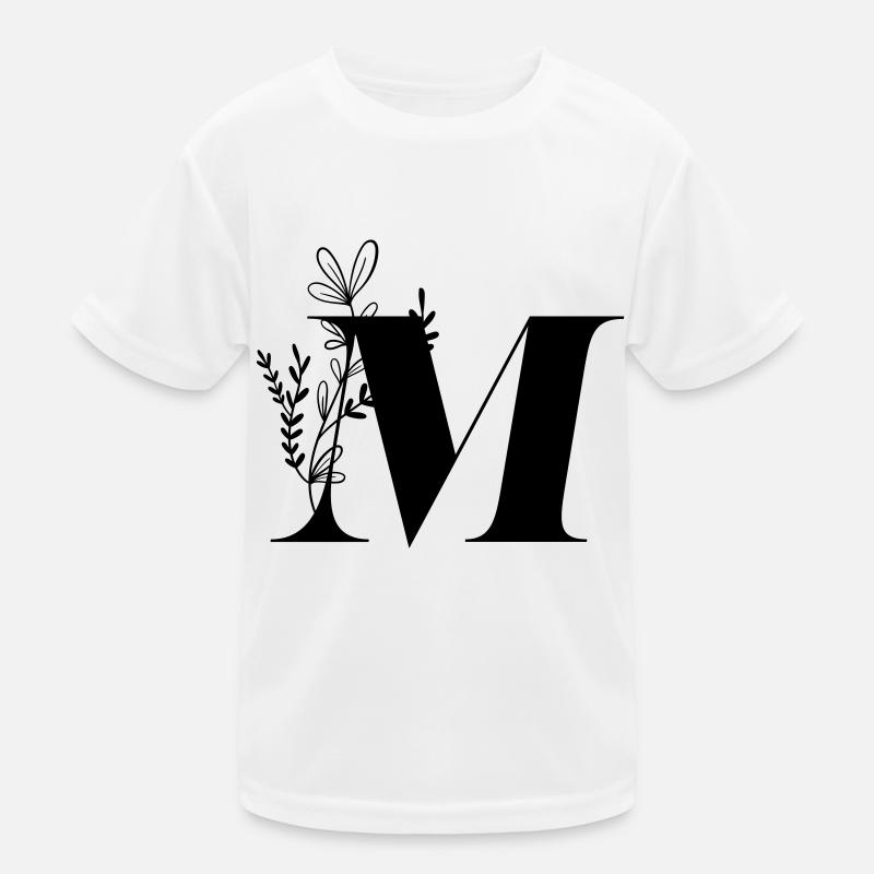 Buchstabe Floral M Kinder Funktions-T-Shirt