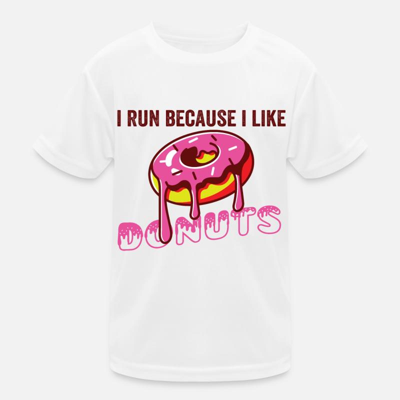 Ich laufe, weil ich Donuts mag Kinder Funktions-T-Shirt