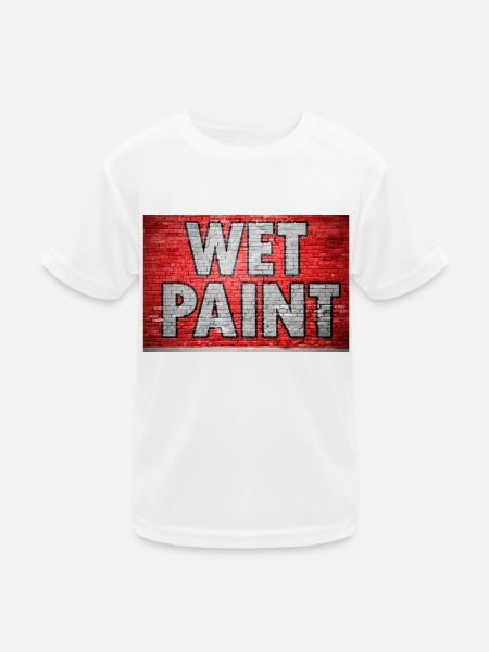Wet Paint Brick Wall Graffiti - Kids Functional T-Shirt - white - Front