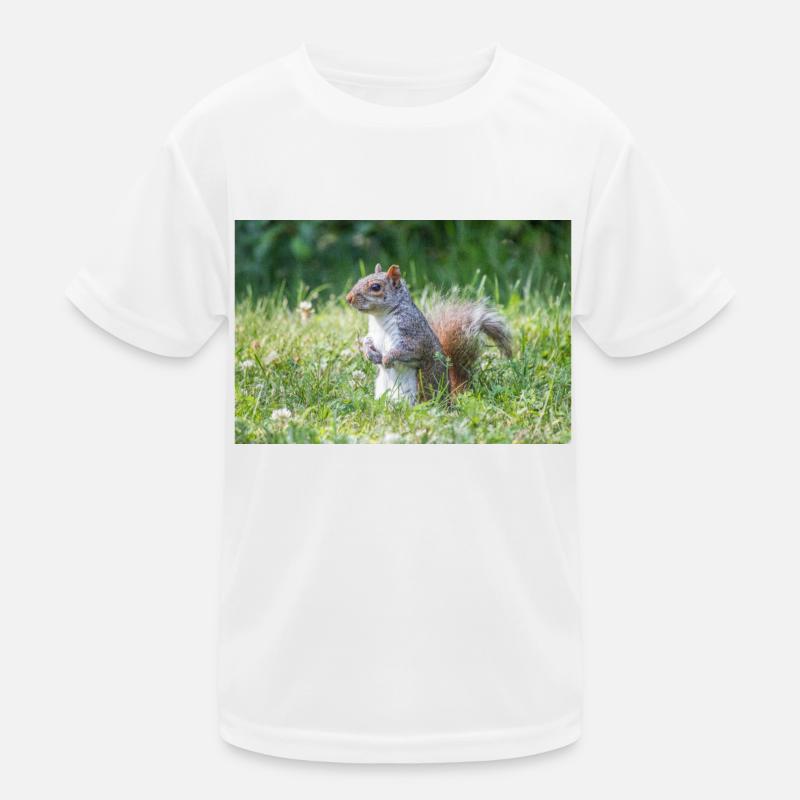 Standing grey squirrel (Sciurus carolinensis) grey Kids Functional T-Shirt