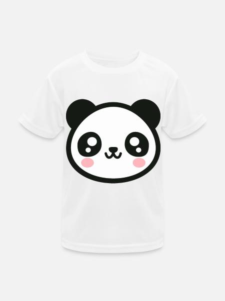 Liebevolles Chibi-Panda-Gesicht: Entzückend und niedlich - Kinder Funktions-T-Shirt - Weiß