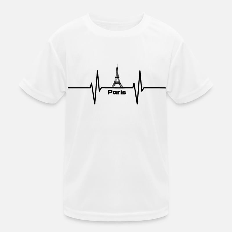 Heartbeat with Eiffel Tower Paris Kids Functional T-Shirt